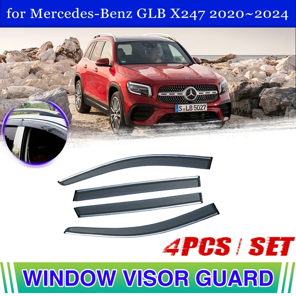 

Car Window Visor for Mercedes-Benz GLB X247 180 250 200 2020~2024 Door Smoke Vent Awning Rain Eyebrow Cover Deflector Accessorie