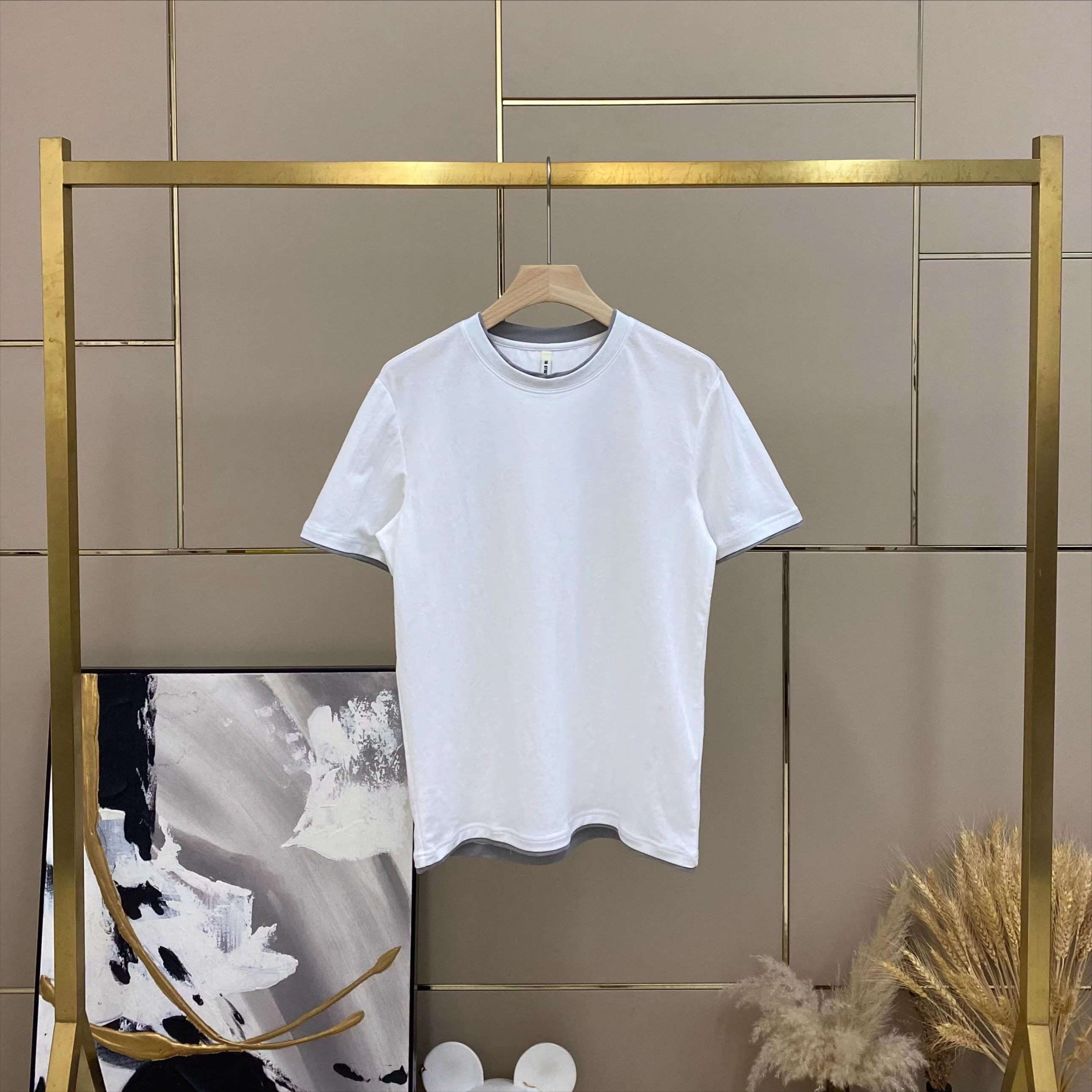 

BC 25S Summer Casual Leave Two-piece Crew Neck Short Sleeve Solid Color T-Shirt