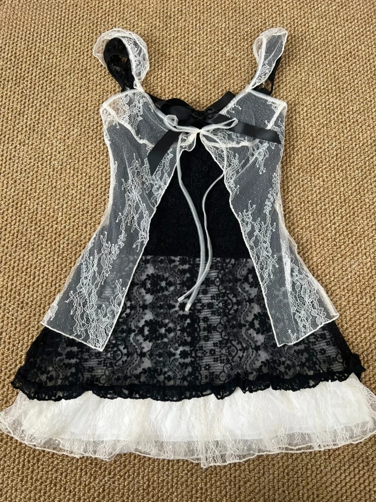 

Aesthetic Vintage Lace Slim Dress Set Women Gothic Sexy Y2k Dress + Lace Up Cardigan High Street Hot Girl Off Shoulder Suit 2025