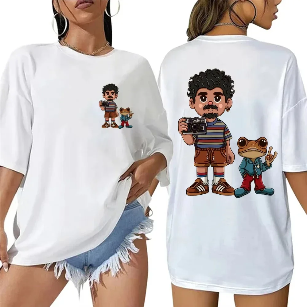 Rapper Bad Bunny Debi Tirar Mas Fotos DTMF T-Shirts Cartoon Frosch Trend Hip Hop Kurzarm Herren Damen Baumwolle Oversized T-Shirt