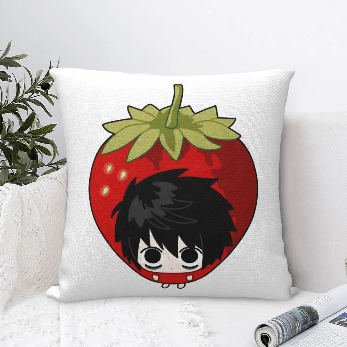 Chibi L Lawliet Square Pillowcases Bed Car Deathnotes Anime Cushion Cover Funny Home Decoration Pillow Cover 40*40