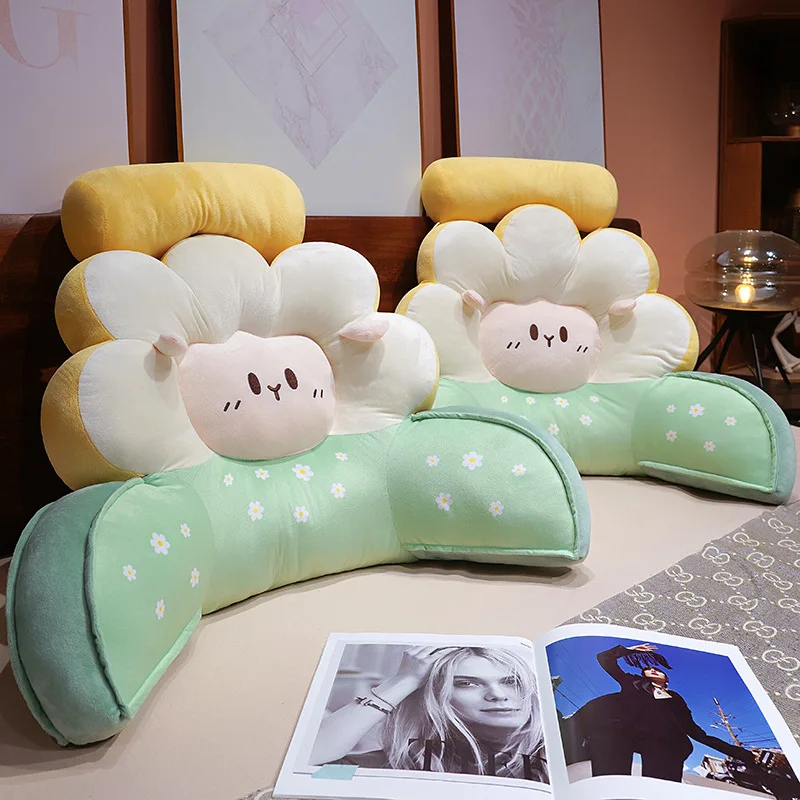 Lamb Reading Pillow Stuffed Animal Adorable Sheep Bed Sofa Cushion Chair Seat Lumbar Support Home Decors Gifts For Friends