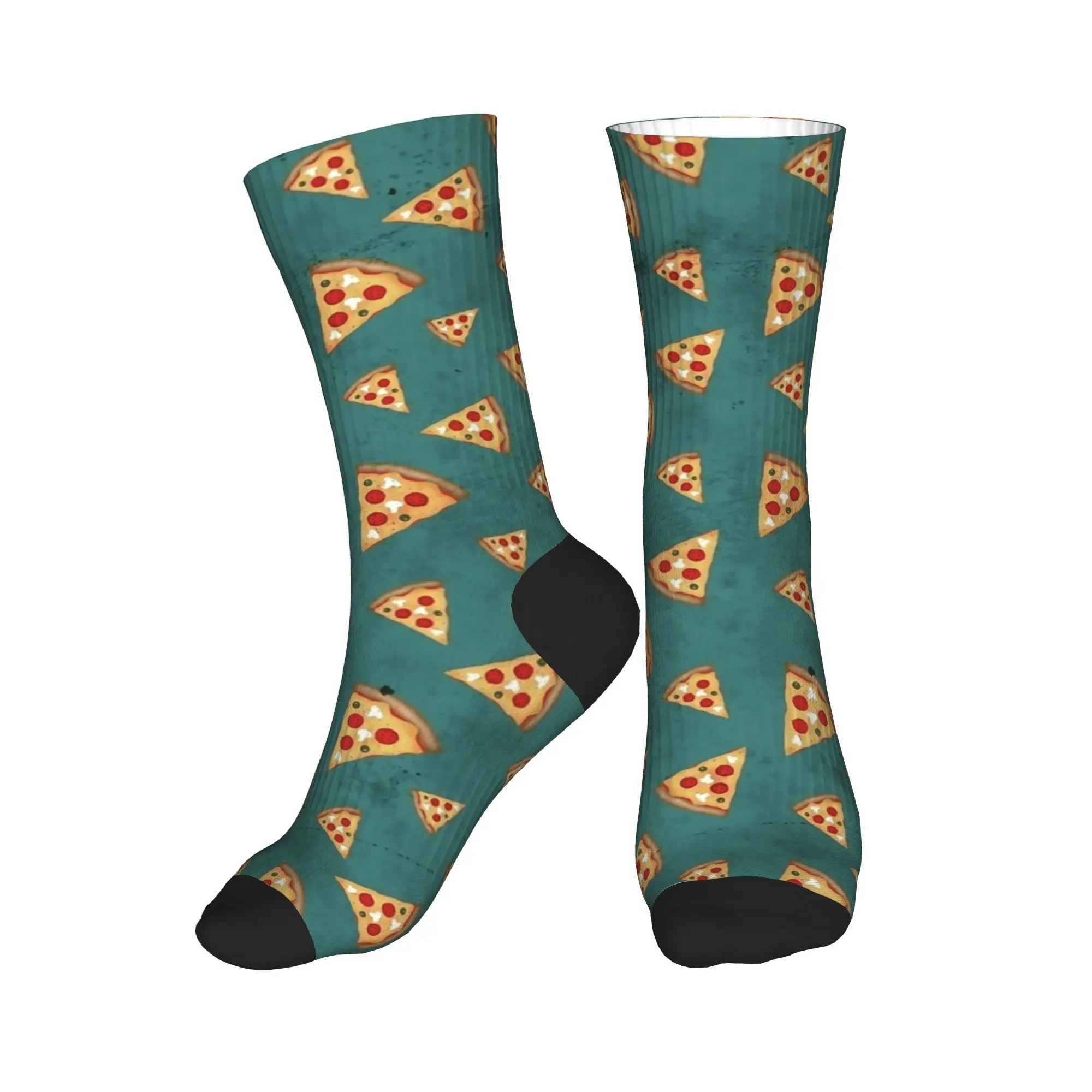 Cool Pizza Slices Vintage Green Socks Non-Slip Stockings Adults Men Breathable Running Sports Socks Winter Harajuku Design Socks