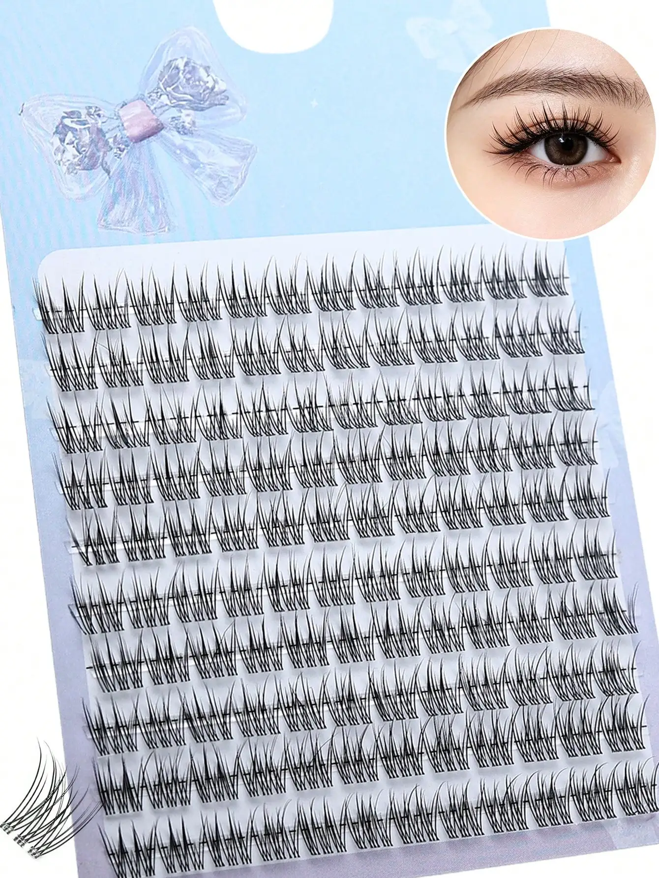 Fischschwanz-Wimperncluster, natürlicher Look, feine einzelne Wimpern, 10 Reihen, DIY, wiederverwendbar, weich – Detail 1