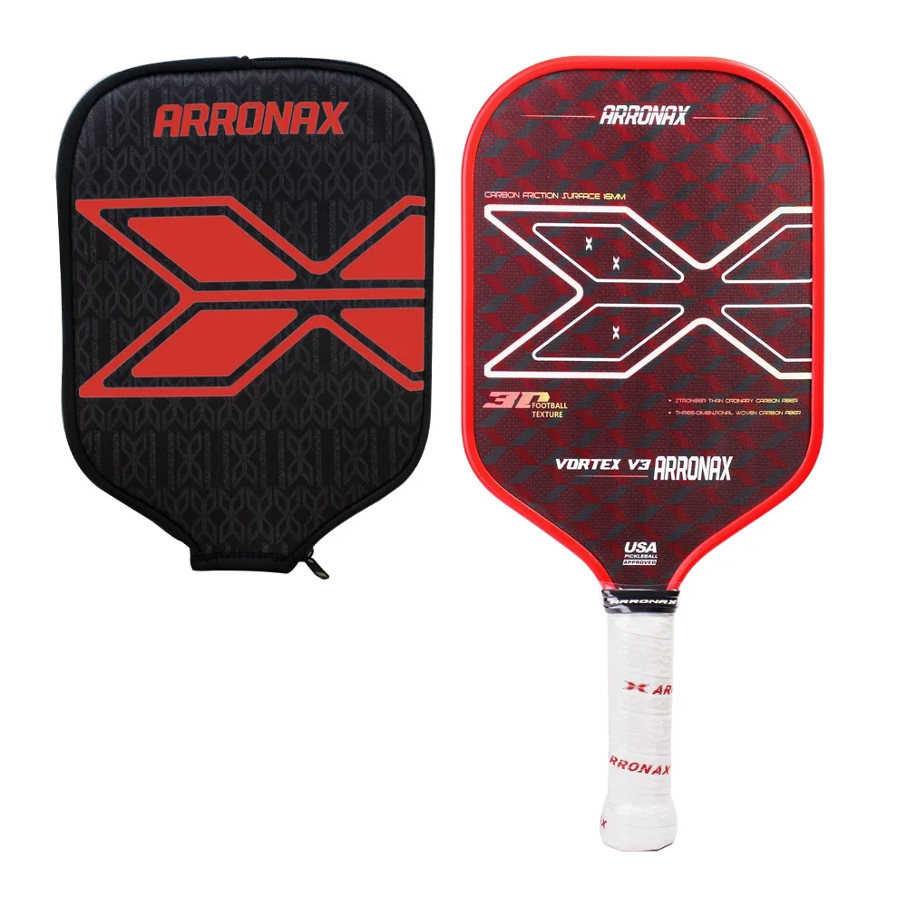 ARRONAX Thermoformed 3D 18K Raw Carbon Fiber Surface For Spin And Control Foam Injected Edges Wide-Body Pickleball Paddle