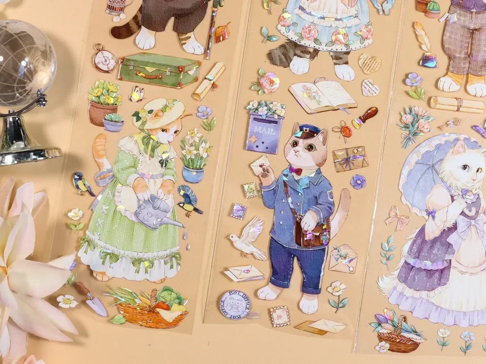 Cute Cat Meow Town Life Washi PET Tape Shiny Catmint Teahouse Studio