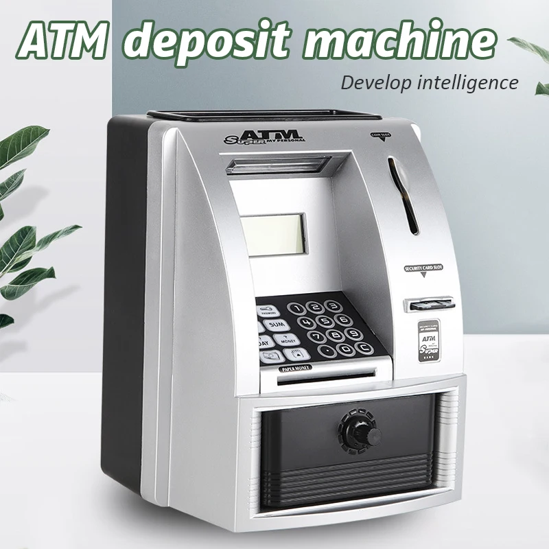 Electronic Piggy Bank ATM Password Money  Coins Saving Box ATM Bank  Automatic Deposit Banknote Christmas Gift