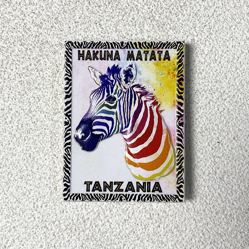

Tanzania cultural tourism souvenir, 3D frame zebra pattern refrigerator sticker, strong magnet