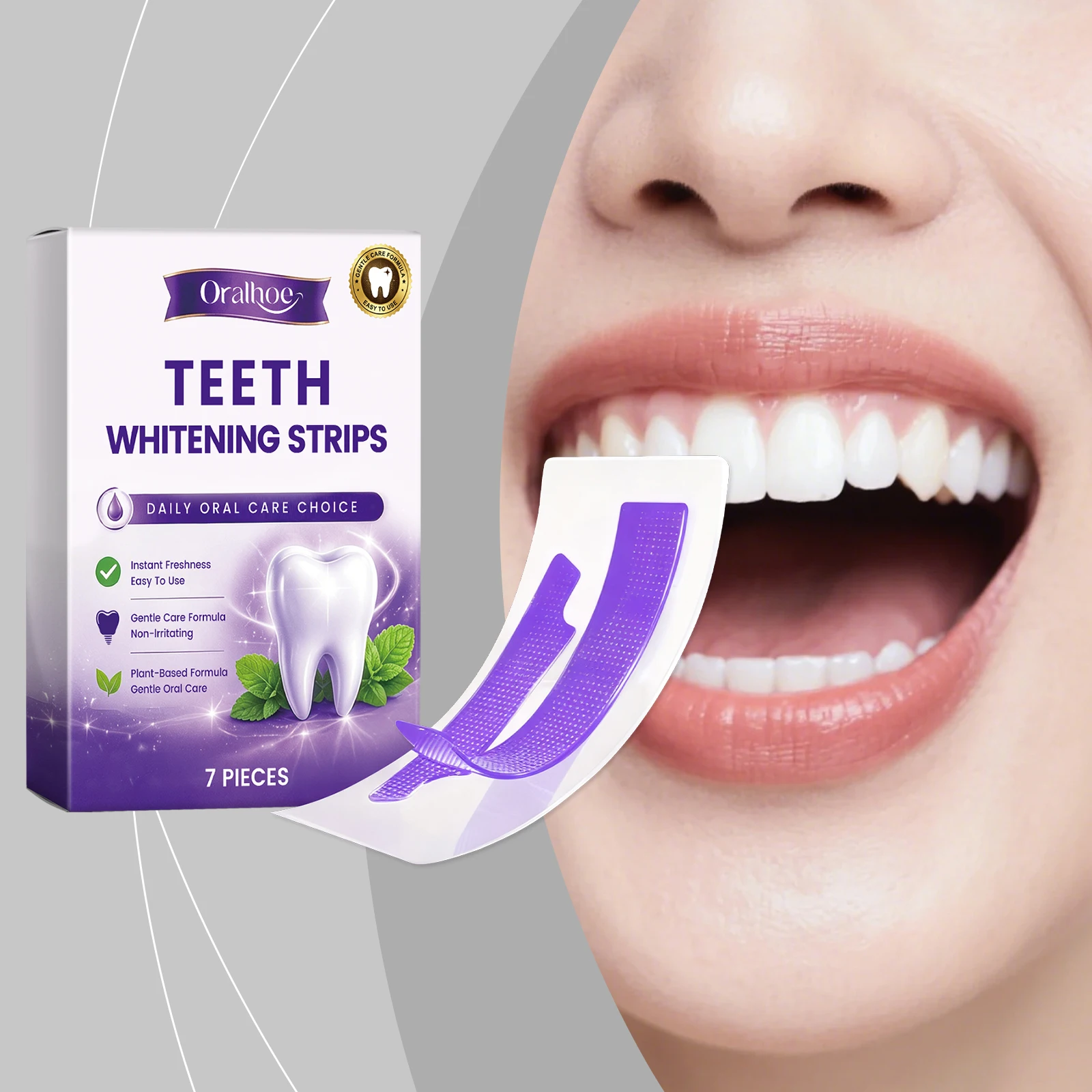 Teeth Whitening With Hydrogen Peroxide - Purple Teeth Whitening Strips Gently Clean