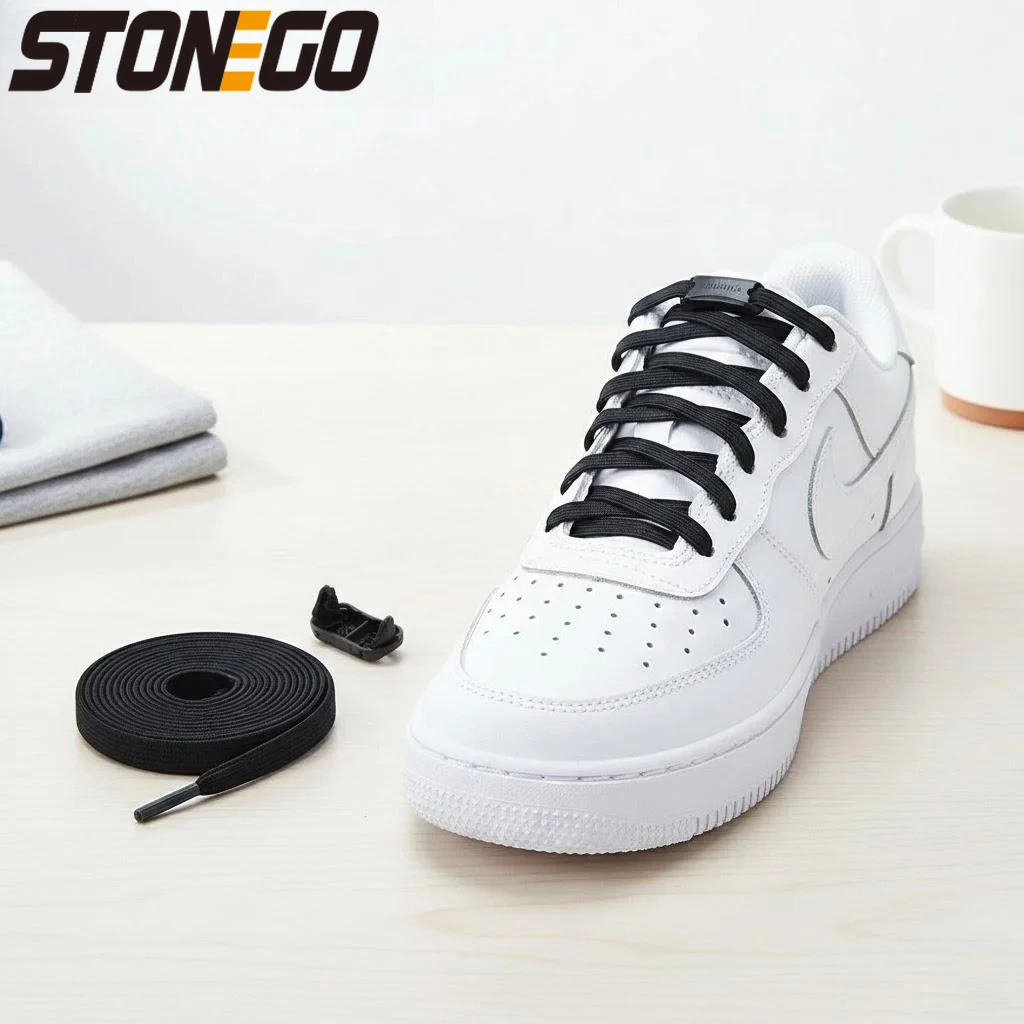 1Pair No Tie Elastic Shoelaces for Sneakers Flat Rubber Band