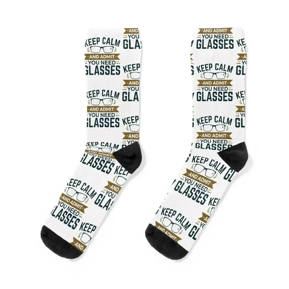 

Optometrist Ophthalmologist Optician Keep Calm And Admit You Need Glasses Socks bright garter gift Toe sports Socks Girl Men's