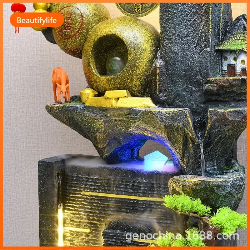 Flowing water makes money ornament feng shui wheel living room fish tank office water feature decoration rockery alpine cycle -3