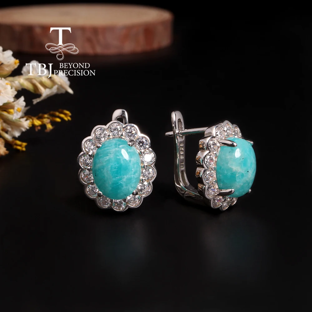 Gorgeous design Natural amazonite Earrings 925 sterling silver elegant light luxury women anniversary & banquet wear