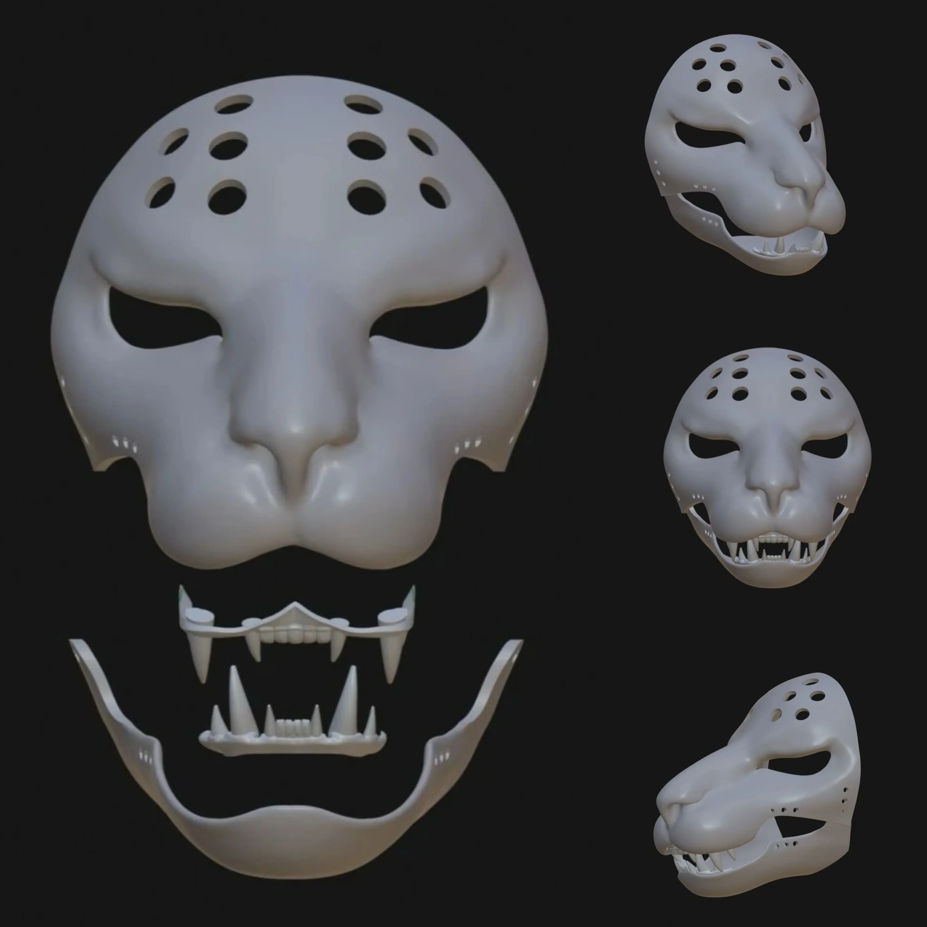 

Base mask Fury Furry Feline Tiger Lion Black Panther Semi realistic Beast Set Skull DIY Anime Accessories 3Dprinting cos props