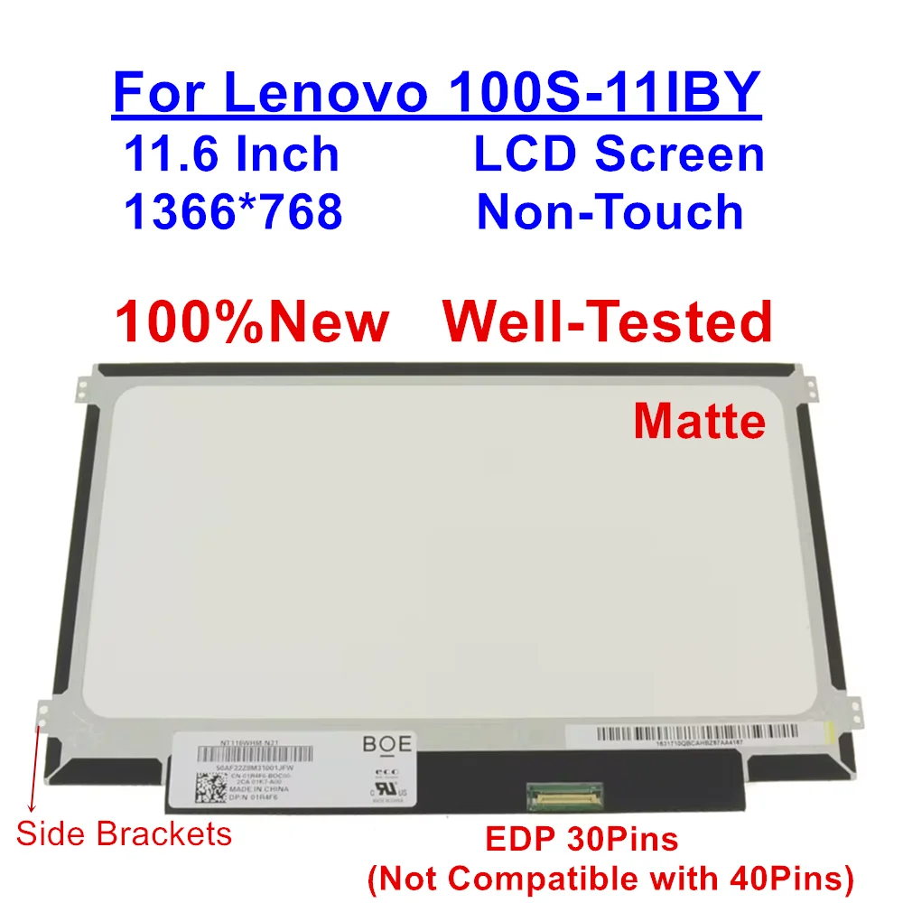

KD116N5-30NV-B7 11.6" HD 30Pins eDP Non-Touch For Lenovo 100S-11IBY LCD LED Screen Replacement Display Side Brackets
