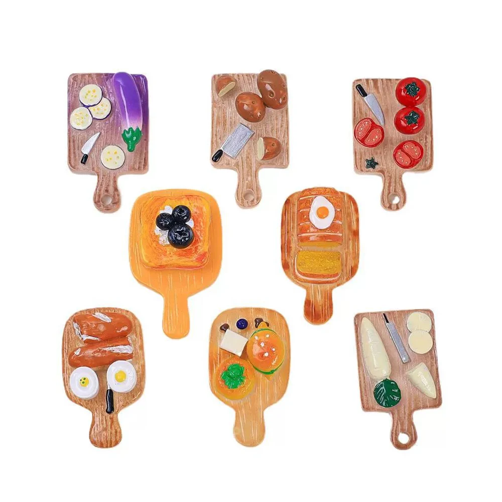 2PCS Shiny Cooking Plate Series Miniature Flat Back Resin Cabochons For Hairpin Scrapbooking DIY Home Decor Craft Accessories
