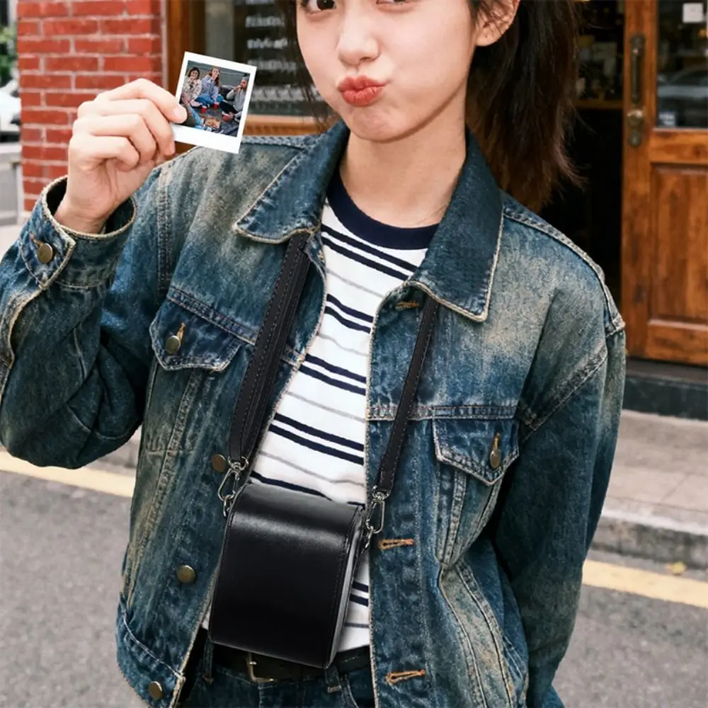 Bolsa de almacenamiento para cámara de película instantánea de cuero PU, cubierta protectora dura antiarañazos, resistente al desgaste con correa para Go Gen 1/2