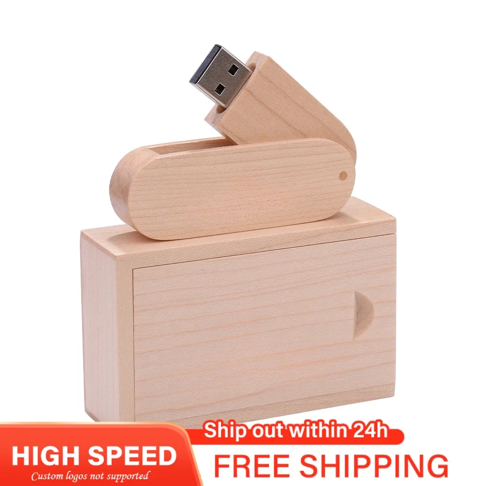 

Maple wood Wooden Gift Box USB 2.0 Flash Drive Bamboo Pen Drive Real Capacity Memory Stick 128GB/64GB/32GB/16GB/8GB U Disk