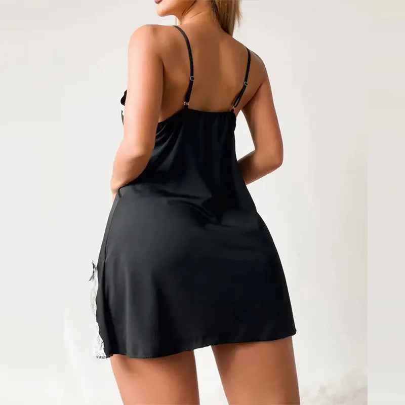 Plus Size Set krajková podprsenka a tanga sady sexy šaty dámské spodní prádlo výstřih do V noční košilka s rozděleným lemem měkké spodní prádlo dámské oblečení horké - náhled 4