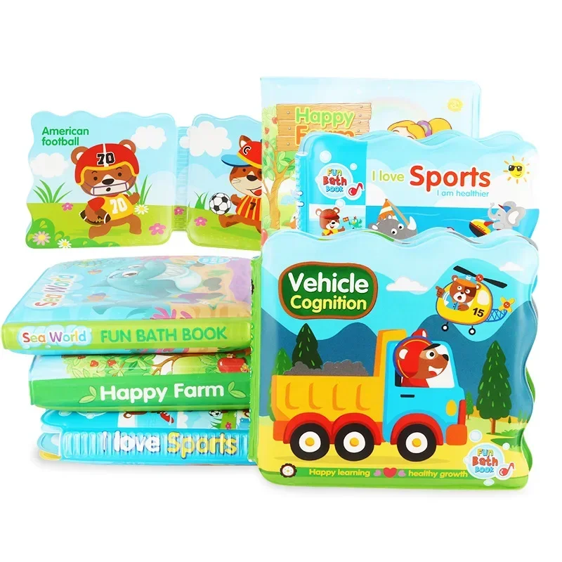 EVA Cartoon Bath Books Baby Early Educational Animal Cognitive Bathroom Toys Waterproof Pages Swimming Book for Toddler