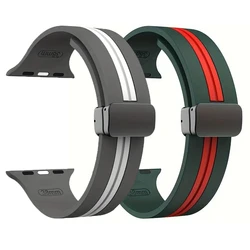 Siliconen Band Voor Apple Watch Band 44Mm 45Mm 49Mm 41Mm 42Mm 38 40Mm Magnetische Armband Iwatch Correa Serie 9 8 7 6 5 4 Ultra Se