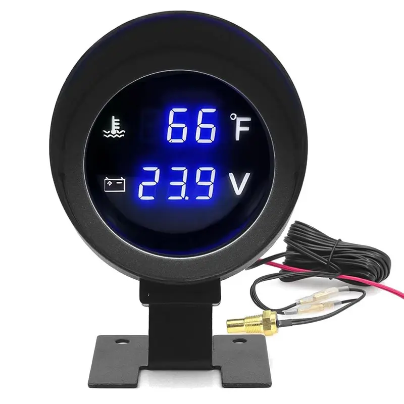 

Water Temperature& Voltage Gauge Set-Digital Blue LED Display 2-In-1 For 12V/24V Vehicles