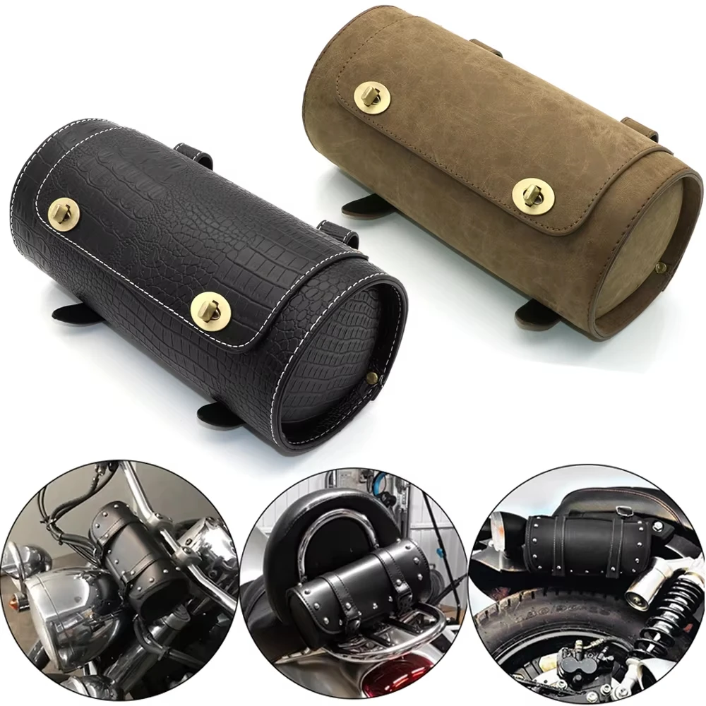 

Motorcycle Universal Fork Tool Bag Handlebar Roll Bag Storage Pouch Waterproof Saddlebag Side Pannier for Harley Honda Yamaha