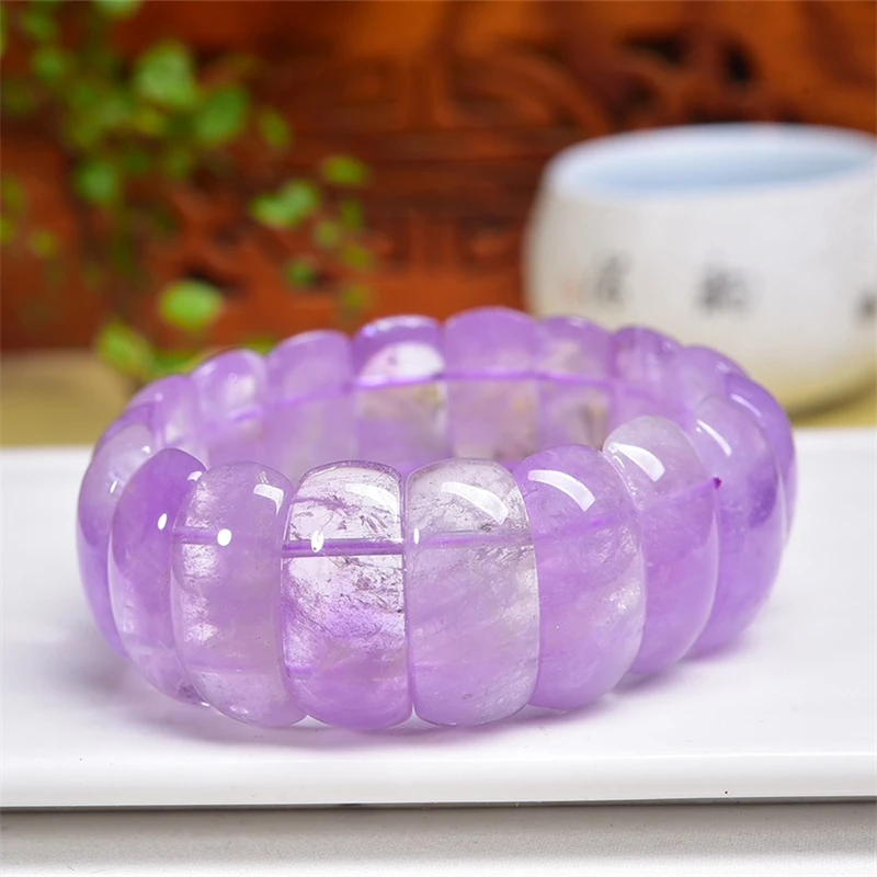 

1PCS Natural Lavender Amethyst Bangle Reiki Healing Fengshui Stone Fashion Jewelry For Women Holiday Gift 12X25MM