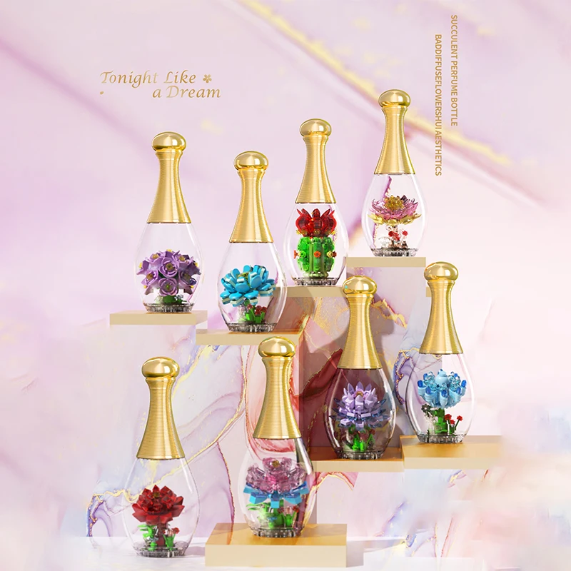 Kreative Blumen in einer Flasche Bausteine Ewiger Blumenstrauß Treibflaschen-Modell Bausteine Pädagogisches DIY-Spielzeug Feiertagsgeschenke