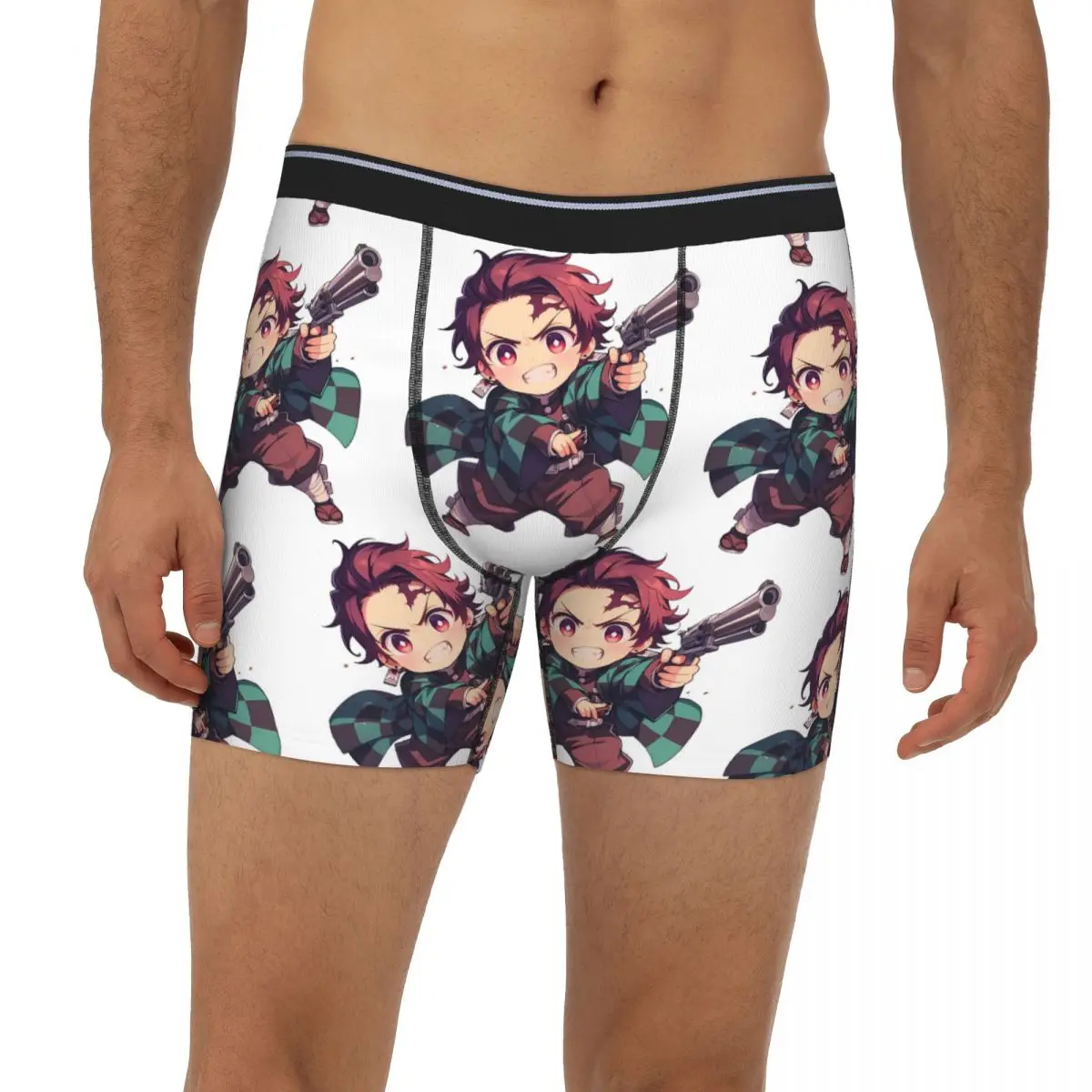 

Tanjiro Kamado Demon Slayer Anime Chibi Gun Long Boxer Underpants Short Men Panties Underwear for Homme Man Boyfriend Gifts
