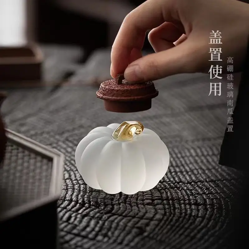 Tea Pet Zen Pumpkin Heat-resistant Glass Accessories Coffeeware Teaware Teapet Chinese Ceremony Can Put Tea Cover