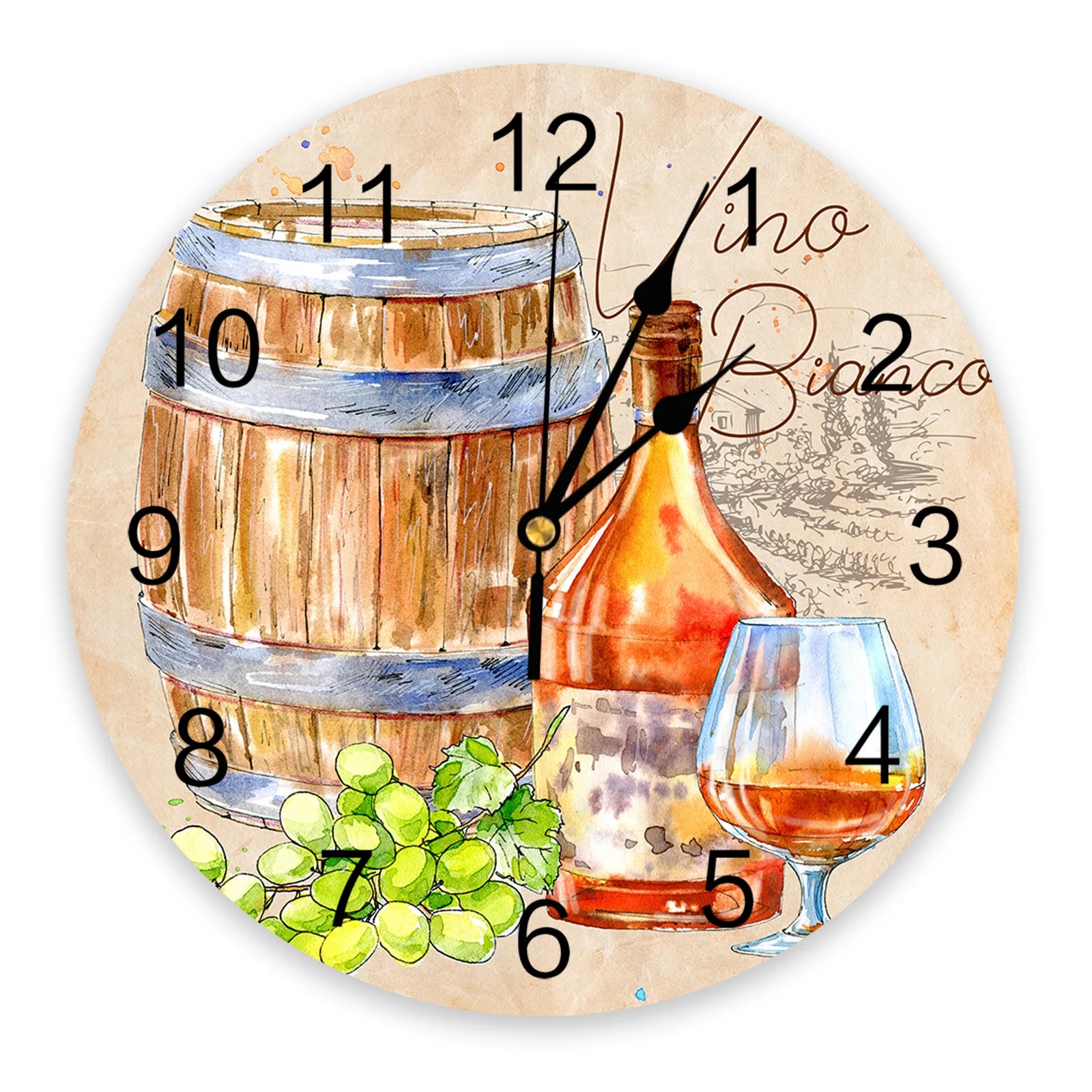 Fall Wine Barrel Retro Wall Clock Silent Digital Clocks for Home Bedroom Kitchen Decoration Hanging Watch