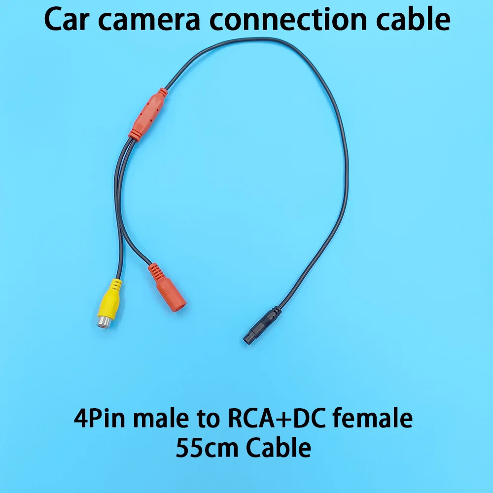 كابل السيارة كابل توصيل كاميرا الرؤية الخلفية 4 دبوس ذكر إلى قوة فيديو RCA أنثى لمسجل البث صورة عكسية 550 مم #3