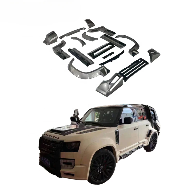 Land Rover Defender Upgraded to New Wide Body Kit Front Bumper Grille Headlights Car Fenders Rear Bumper Exhaust Body Kit