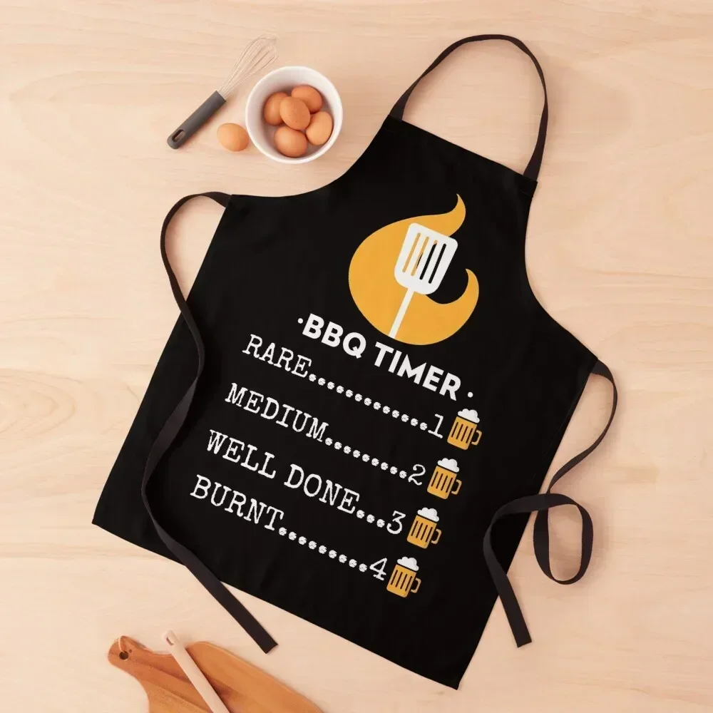 

BBQ Timer Funny Barbecue Drinking Beer Apron Kitchen And Household Goods Men gift waiter kitchen woman Apron