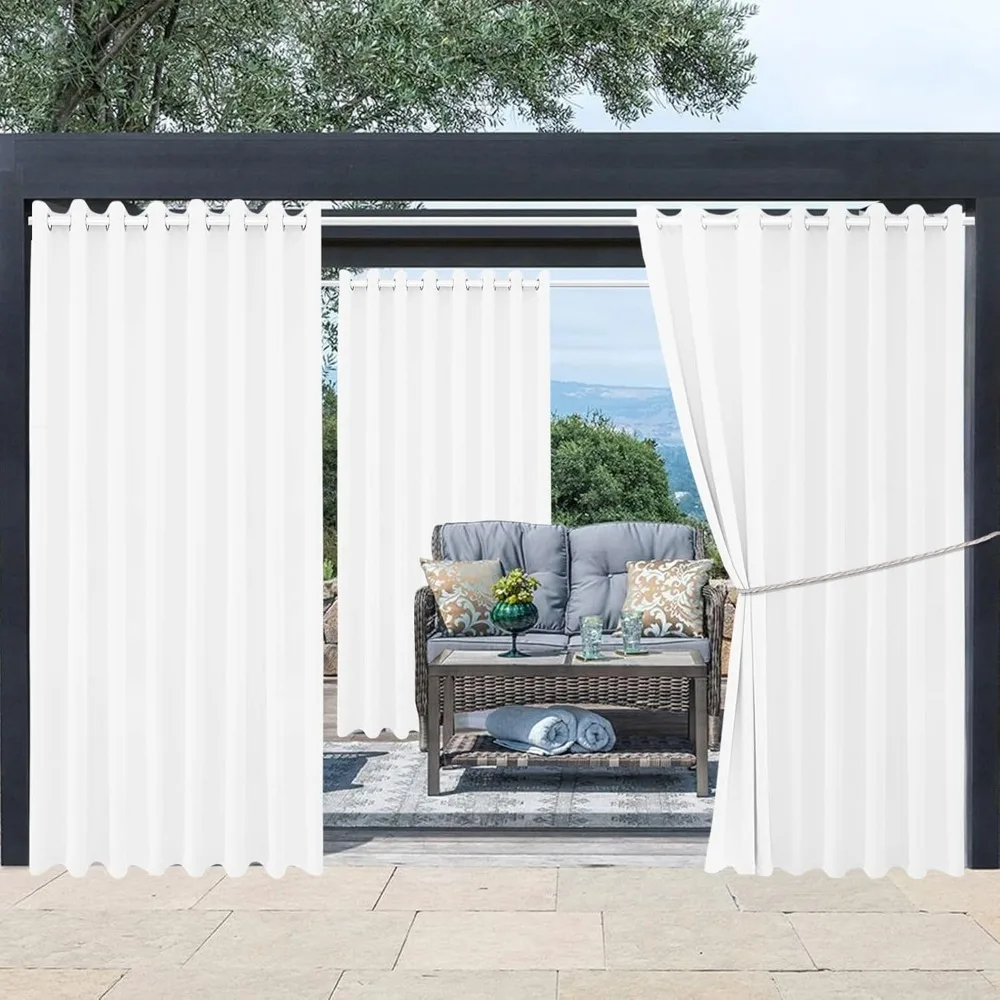 

Waterproof Outdoor Curtain W105 x L108 - Grommet Top Sunlight Blocking Window Treatment Drapes Blackout Curtains for Home Bedroo