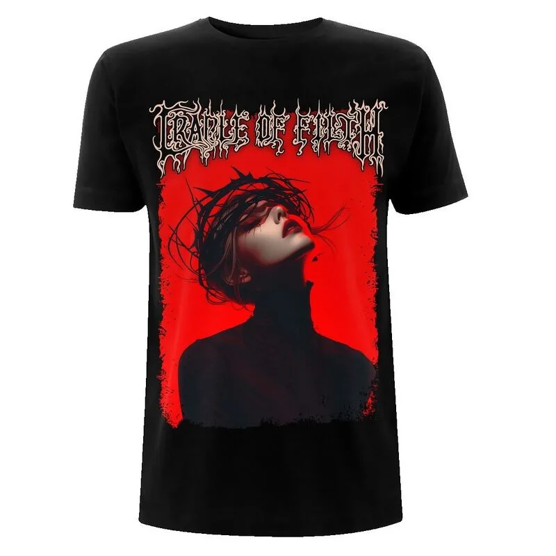 Cradle of Filth Bathe Me in Blood Thorn Crown Double-Sided Print Black Cotton T-shirt Men Metal Unisex Tee