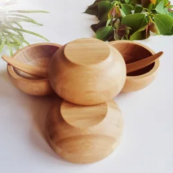 Manufacturer Direct Bamboo Bowl Mask with Oil Mixing Bowl, Handcrafted Bamboo Spoon and Cup Set