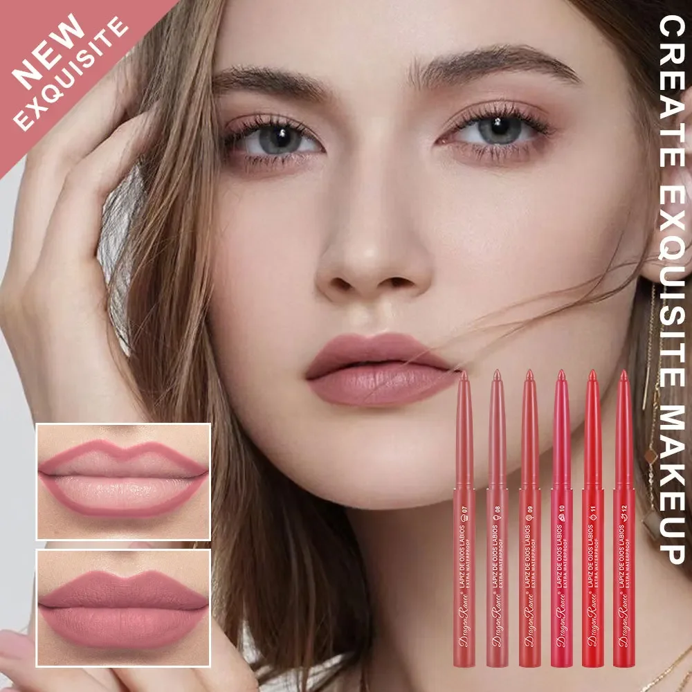 Heallor Bean Paste Pink Lipstick Lip Liner Velvet Matte Lip Liner Pencil Waterproof Natural Outline Lip Contour Line Makeup Lipl