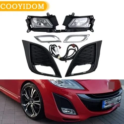 For Mazda 3 BL 2008 2009 2010 2012 2013 Car Fog Light Kit Headlight Chrome Fog Lamp Cover Grill Bezel Frame Fog Light Hood