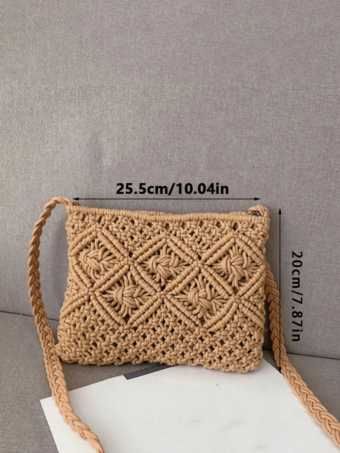 1PC Tassel Cotton Rope Bag Woven Bag Simple Shoulder Bag Slanting Cross Bag Summer Beach Bag Handbag