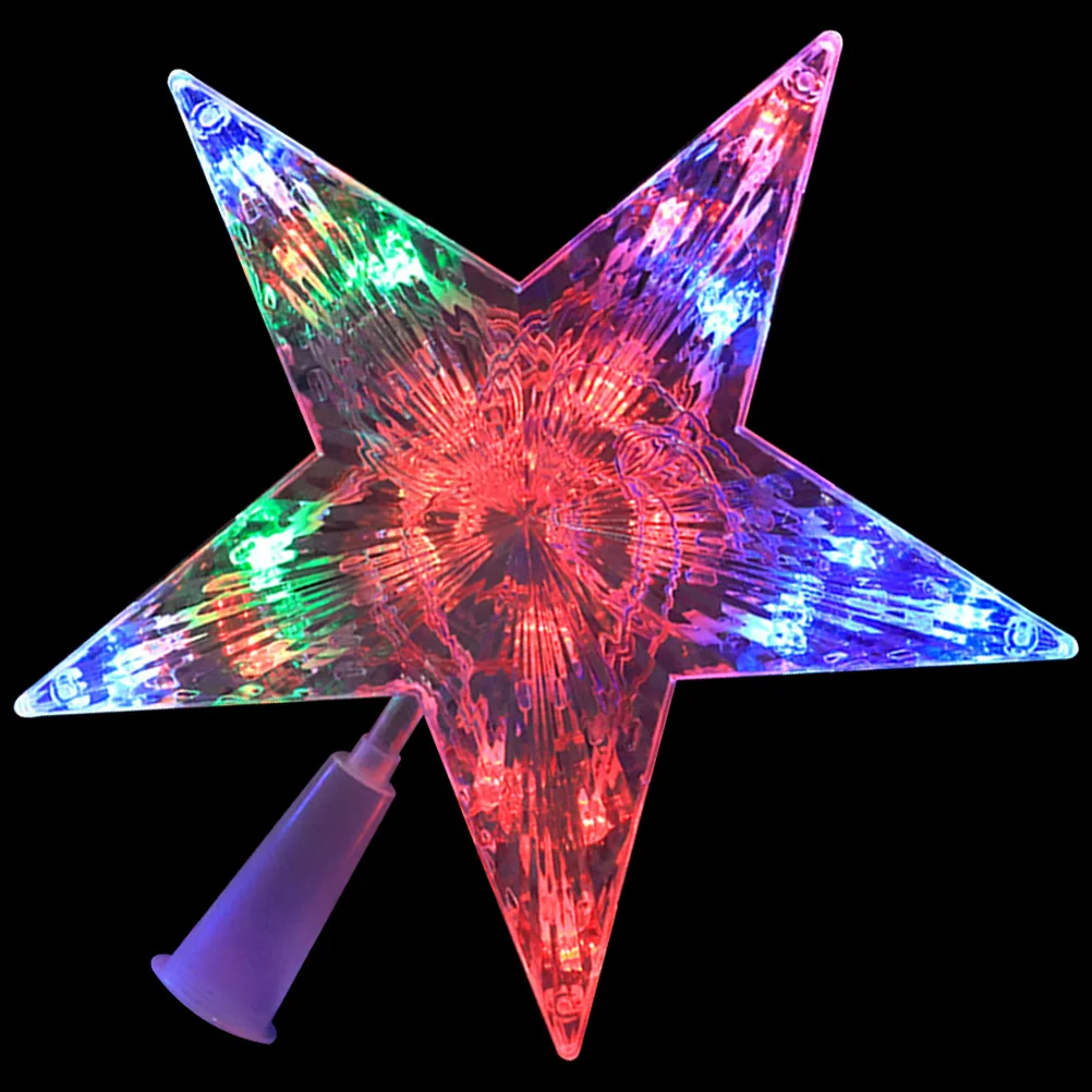 

Christmas Tree Topper Plastic Star Decoration for Treetop 5 Pointed Pentagram Xmas Supplies Lighted Mini Outdoor