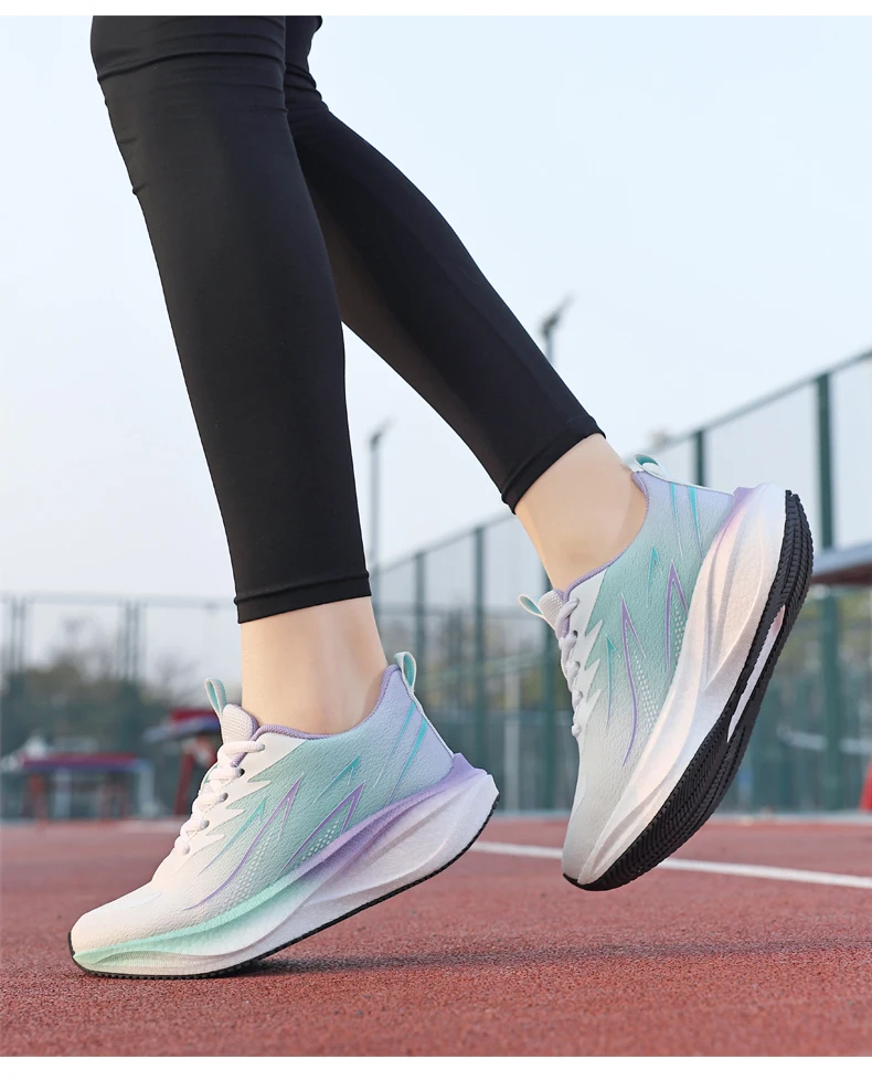 Atmungsaktive Damen-Laufschuhe, modische, lässige Schnür-Sneaker, weiß, leicht, bequem, für Outdoor-Sportarten – Detail 14
