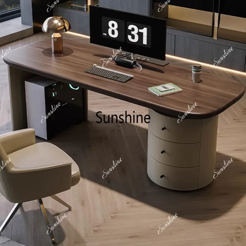 Medieval style solid wood desk design household simple modern high-end sense light luxury
