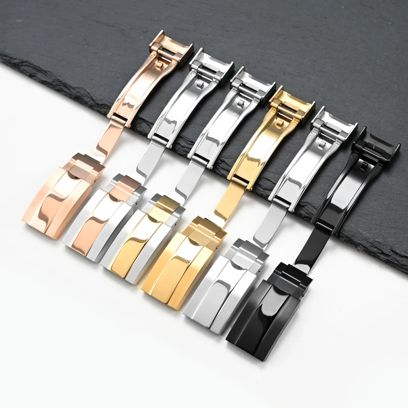 ตัวล็อคแบบพับได้สำหรับนาฬิกาสแตนเลส พร้อมระบบนิรภัย สำหรับนาฬิกา Rolex Submariner Daytona Yacht Master ขนาด 16 มม. สำหรับผู้ชาย