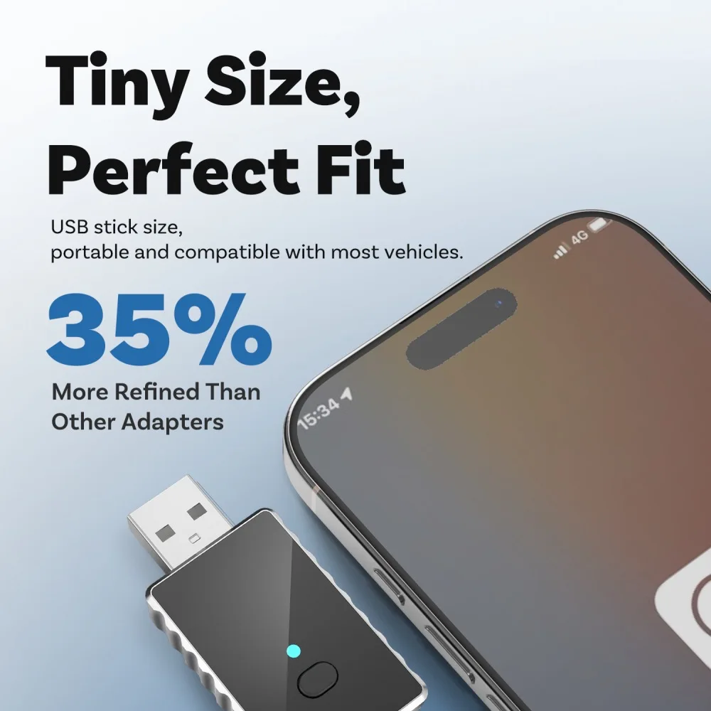 محول CarPlay لاسلكي صغير جدًا 2 في 1 من النوع C لهواتف iPhone وأندرويد أوتوماتيكي لاسلكي USB دونغل واي فاي التوصيل والتشغيل لشركة Hyundai #3