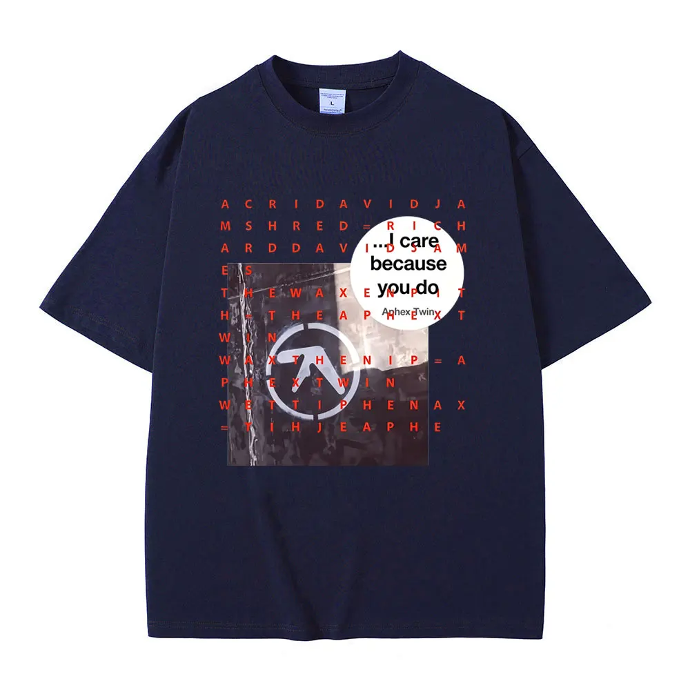 Aphex Twin I Care Because You Do Graphic T-shirt Men Women Korean Fashion Trend Streetwear Men's Clothing Casual Vintage T Shirt