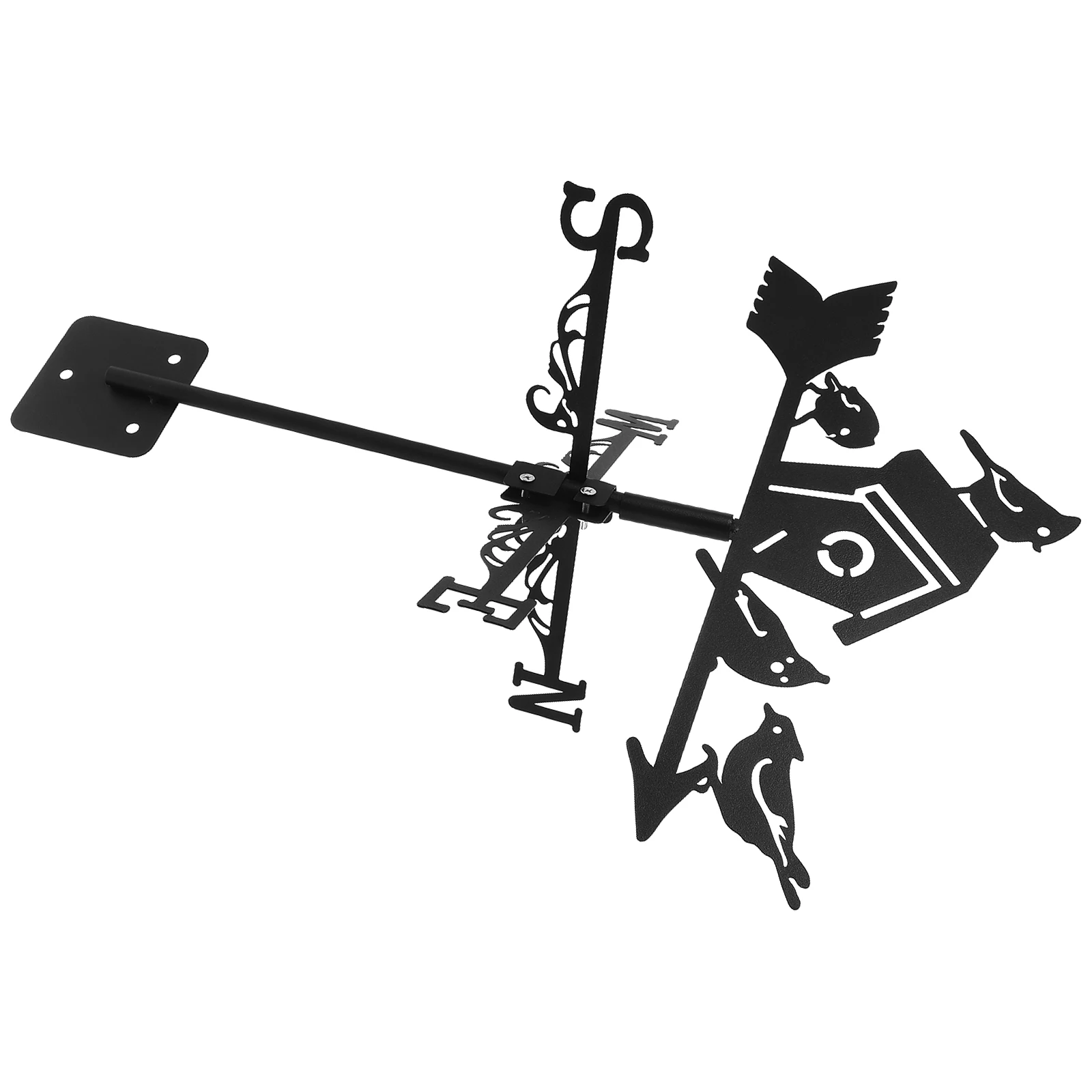 

1pc Birdhouse Shaped Iron Weathervane Decoration Wind Direction Indicator Yard Tool Metal Stakes Outdoor Durability