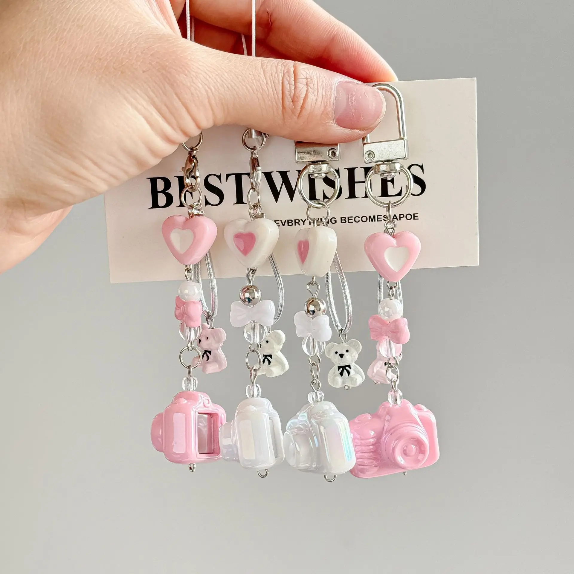 

Ремешки для мобильного телефона с изображением медведя в корейском стиле, милый брелок для ключей, ремешок для украшения чехла для iPhone, кулон, подарок на день рождения для девочки