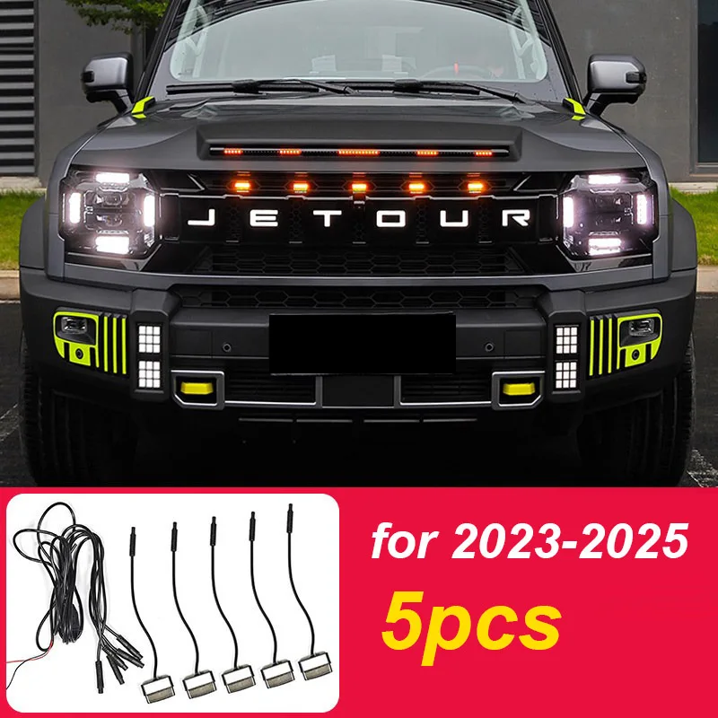 `Car Front Grille LED Warning Light for Jetour Traveler Shanhai T2 2023‑2025 2026 Non‑drilling Exterior Decor Accessories`